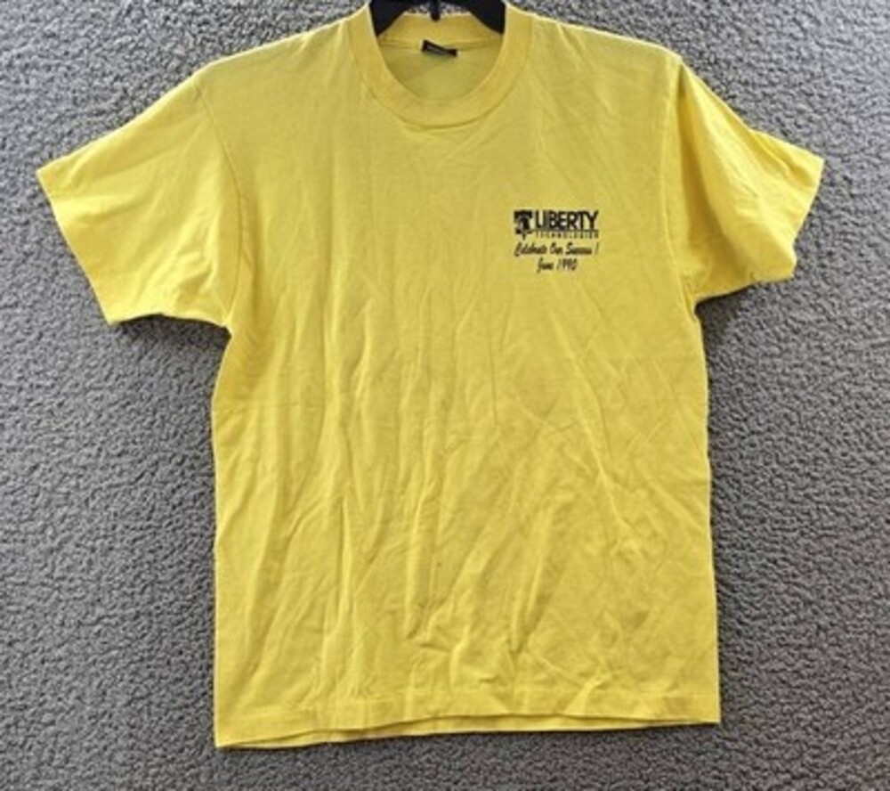 VTG Liberty Technologies: Celebrate Our Success! June 1990 T-Shirt Mens L Yellow